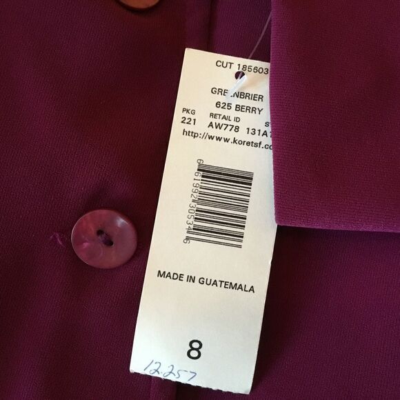 NWT. Koret Brand Women’s Size 8 Wine Colored Jacket - Picture 6 of 12